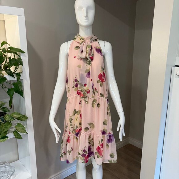 Pink Floral Halter Dress - Picture 1 of 3